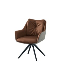 MOBILI 2G - 2 Sedie moderne Design imbottite tessuto e ecopelle beige 65x64x83 vista frontale