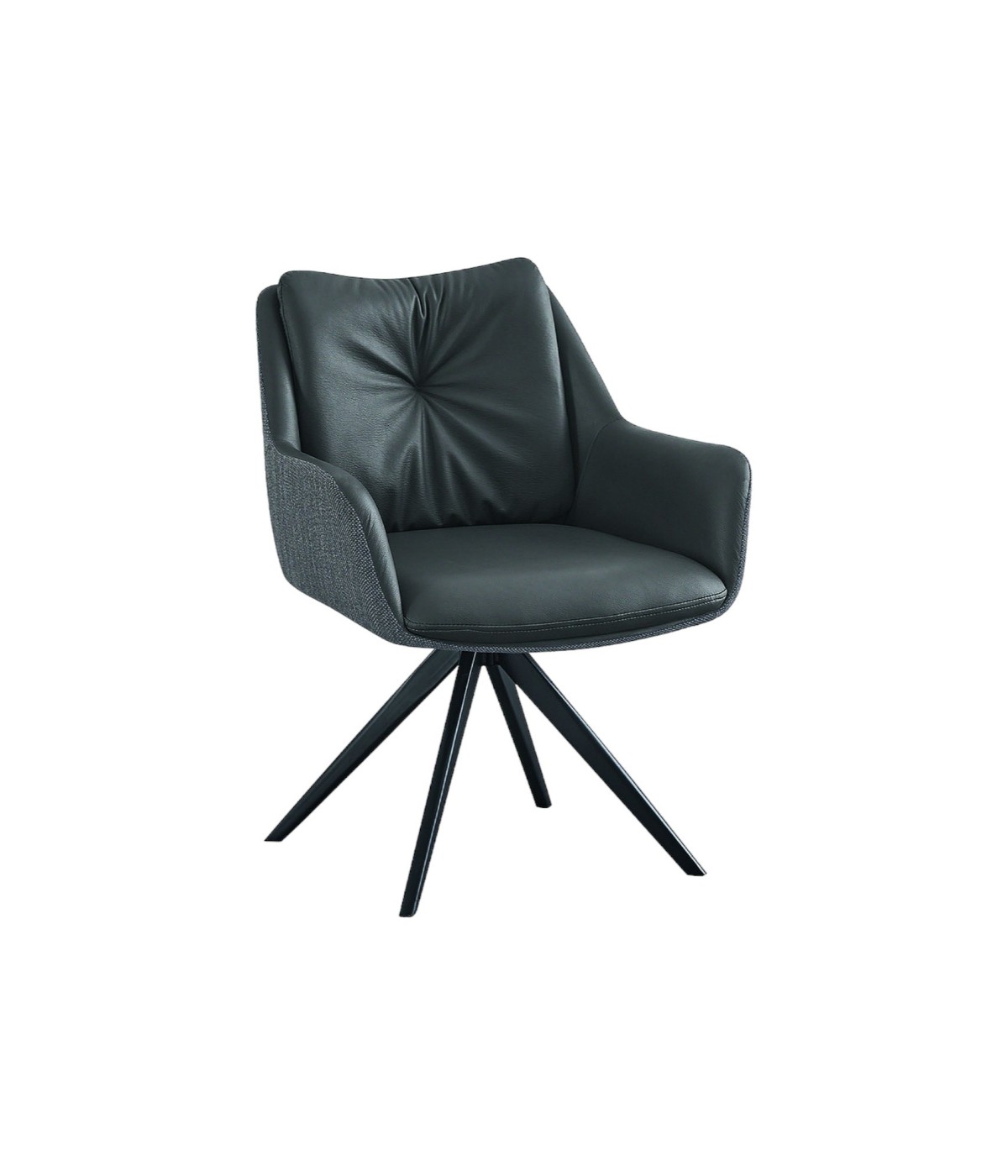 MOBILI 2G - 2 Sedie moderne Design imbottite tessuto e ecopelle grigio 65x64x83 vista frontale