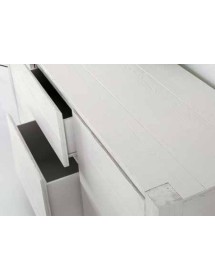 MOBILI 2G - MADIA MODERNA 2 ANTE E 2 CASSETTI ABETE BIANCO SPAZZOLATO  L.185P.50H.84 VISTA APERTO