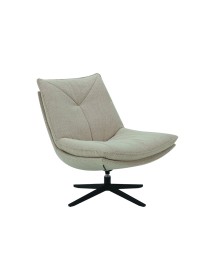 MOBILI 2G - Poltrona moderna girevole Design imbottita tessuto beige 75x90x87 vista frontale