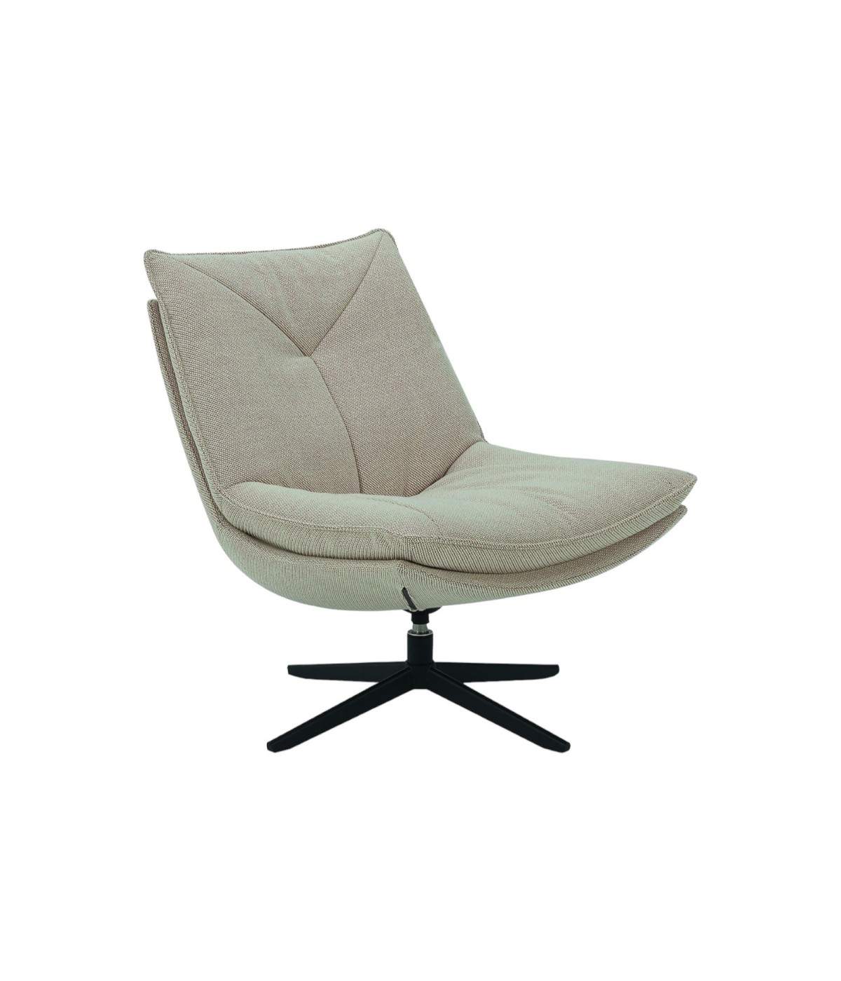 MOBILI 2G - Poltrona moderna girevole Design imbottita tessuto beige 75x90x87 vista frontale