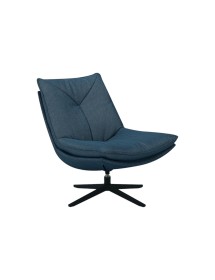 MOBILI 2G - Poltrona moderna girevole Design imbottita tessuto Blu 75x90x87 VISTA FRONTALE