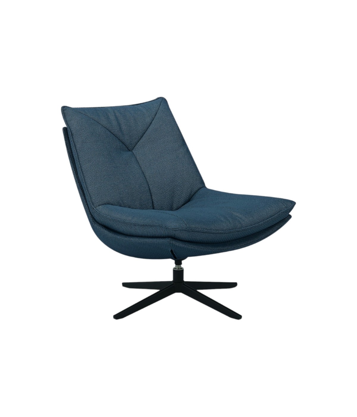 MOBILI 2G - Poltrona moderna girevole Design imbottita tessuto Blu 75x90x87 VISTA FRONTALE