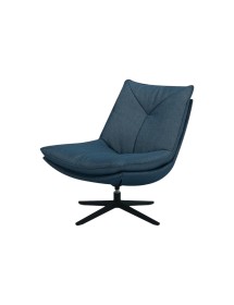 MOBILI 2G - Poltrona moderna girevole Design imbottita tessuto Blu 75x90x87 VISTA FRONTALE