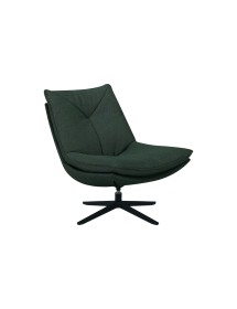 MOBILI 2G - Poltrona moderna girevole Design imbottita tessuto Verde scuro 75x90x87 VISTA FRONTALE