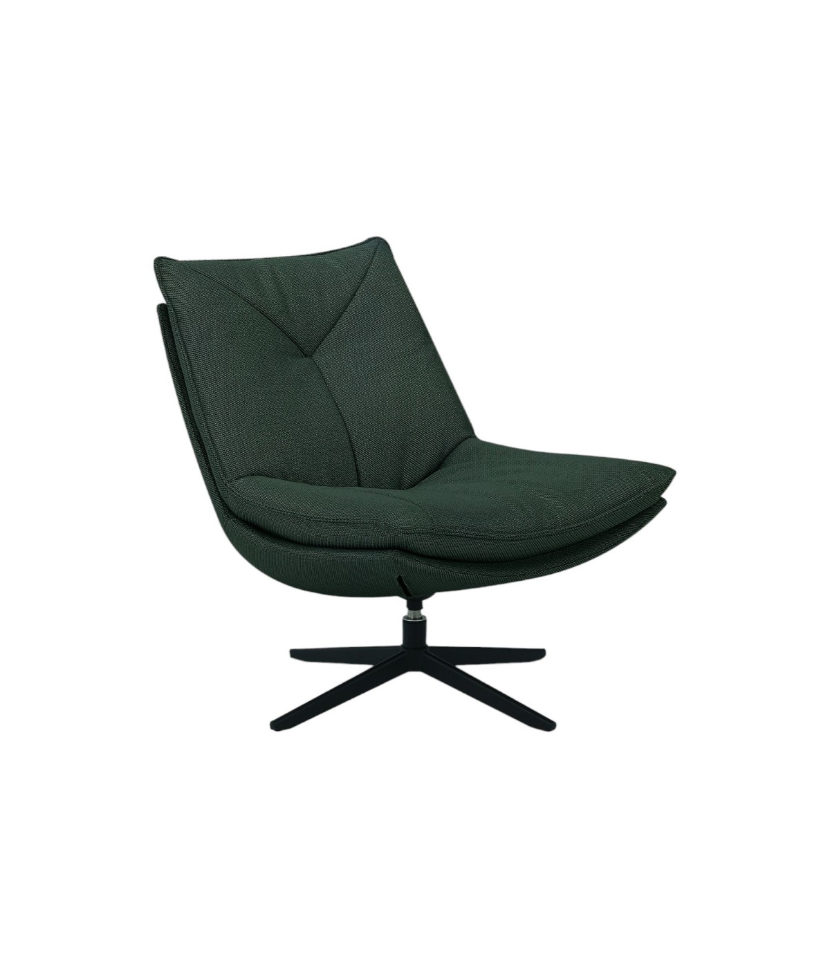 MOBILI 2G - Poltrona moderna girevole Design imbottita tessuto Verde scuro 75x90x87 VISTA FRONTALE
