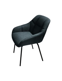 MOBILI 2G - Set 2 Sedie moderne Design imbottite tessuto grigio scuro 57x65x85 vista frontale