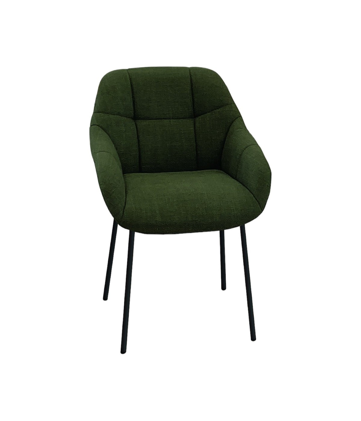 MOBILI 2G - Set 2 Sedie moderne Design imbottite tessuto verde scuro 57x65x85 vista frontale