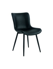 MOBILI 2G - Set 2 Sedie moderne Design imbottite similpelle nero 50x62x81 VISTA FRONTALE