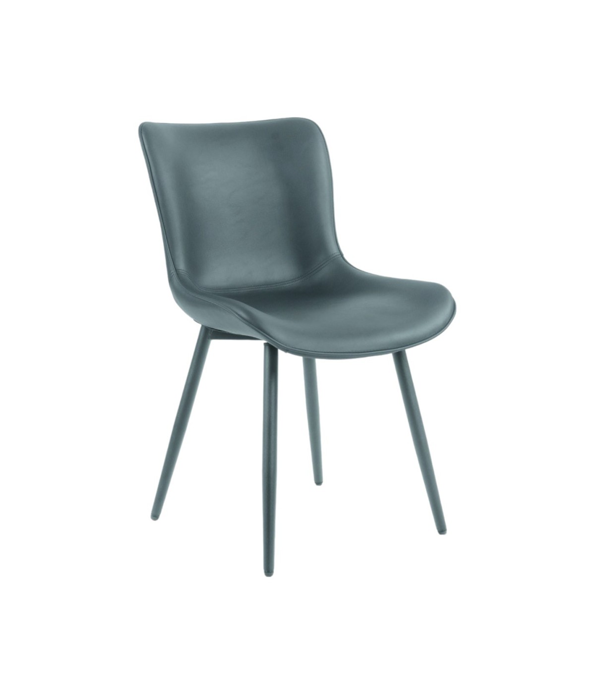 MOBILI 2G - Set 2 Sedie moderne Design imbottite similpelle grigio 50x62x81 VISTA FRONTALE