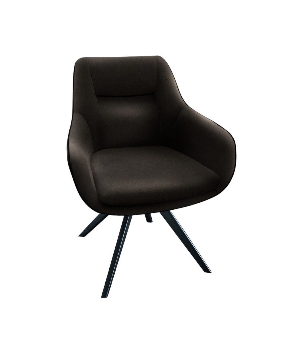 MOBILI 2G - Set 2 Sedie moderne Design imbottite similpelle marrone 65x64x83 VISTA FRONTALE