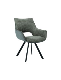 MOBILI 2G - Set 2 Sedie moderne Design imbottite tessuto ecopelle grigio 61x64x86 vista frontale