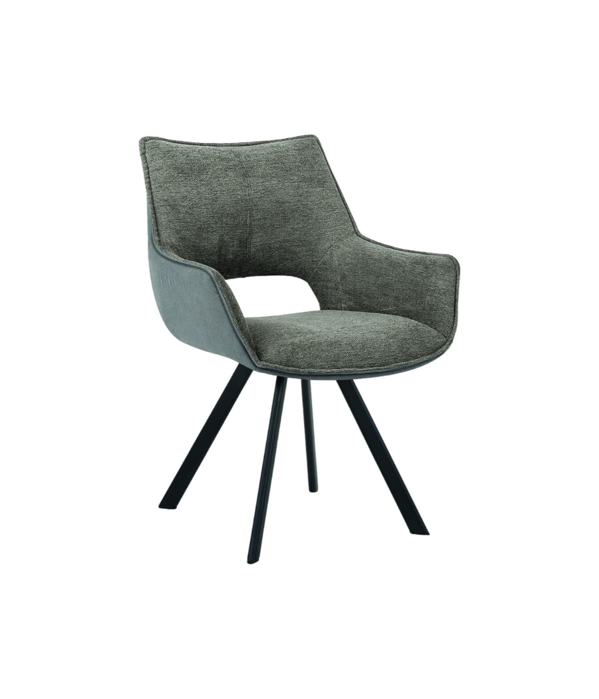 MOBILI 2G - Set 2 Sedie moderne Design imbottite tessuto ecopelle grigio 61x64x86 vista frontale