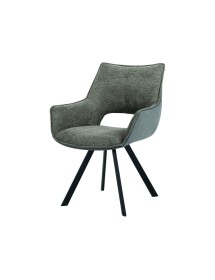 MOBILI 2G - Set 2 Sedie moderne Design imbottite tessuto ecopelle grigio 61x64x86 vista frontale