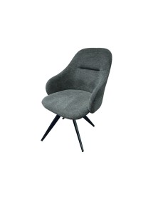 MOBILI 2G - Set 2 Sedie moderne Design con braccioli imbottite tessuto grigio 56x62x83 vista frontale