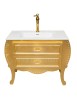 MOBILI 2G - MOBILE BAGNO SAGOMATO CLASSICO 2 CASSETTI LEGNO ORO L.90 P.46 VISTA FRONTALE