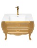 MOBILI 2G - MOBILE BAGNO SAGOMATO CLASSICO 2 CASSETTI LEGNO ORO L.90 P.46 VISTA FRONTALE