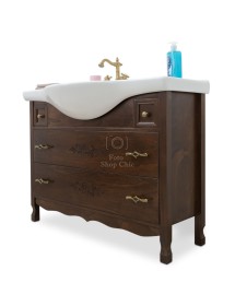 MOBILI 2G - MOBILE BAGNO LEGNO ARTE POVERA TINTA NOCE L.105 P.50 vista laterale