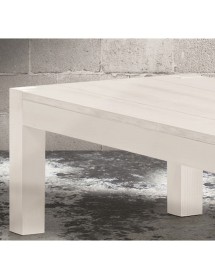 MOBILI 2G - TAVOLINO SALOTTO RETTANGOLARE LEGNO ABETE BIANCO SPAZZOLATO 120x60X40 VISTA GAMBA