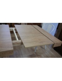 MOBILI 2G - TAVOLO RETTANGOLARE ALLUNGABILE ROVERE CONSUMATO 180X100 H.77 VISTA APERTO