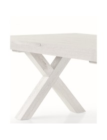 MOBILI 2G - TAVOLO RETTANGOLARE ALLUNGABILE TINTA BIANCO CONSUMATO NATURALE 180X100X77 VISTA GAMBA