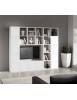 MOBILI 2G - Libreria porta Tv moderna frassino bianco L261 P30 H218 vista laterale