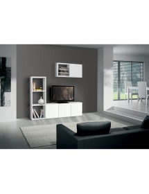 MOBILI 2G - Libreria porta Tv moderna bianca l.175 p.30 h.132 vista frontale
