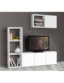 MOBILI 2G - Libreria porta Tv moderna bianca l.175 p.30 h.132 vista frontale