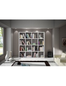 MOBILI 2G - Libreria moderna laminato bianco frassino  L.175 P.30 H.175 vista frontale