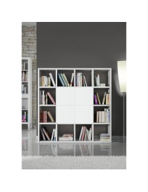 MOBILI 2G - Libreria porta Tv laminato bianco frassinato  L.175 P.30 H.175 vista frontale