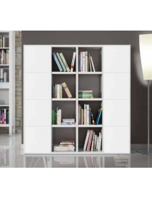 MOBILI 2G - Libreria porta Tv moderna laminato bianco frassino  L.175 P.30 H.175 vista frontale