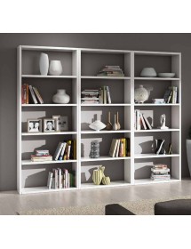 MOBILI 2G - Libreria porta Tv bianco frassinato L.267 P.30 H.218 vista laterale