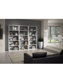 MOBILI 2G - Libreria porta Tv moderna bianco frassino L.267 P.30 H.218 vista laterale