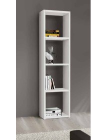 MOBILI 2G - Libreria porta Tv moderna colonna bianco frassino L.46 P.30 H.175 vista frontale