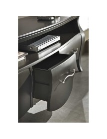 MOBILI 2G - MOBILE PORTA TV IN LEGNO LACCATO NERO x SOGGIORNO SALOTTO  L176.P45.H62 VISTA APERTURA CASSETTI