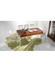 MOBILI 2G - Tavolo rettangolare in legno bicolore 120 cm fisso vista laterale