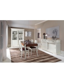 MOBILI 2G - Tavolo rettangolare in legno bicolore 120x85x81 cm fisso vista completa