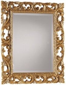 MOBILI 2G - Specchiera Barocca Intagliata In Foglia Oro L.74 P.3 H.94 vista frontale