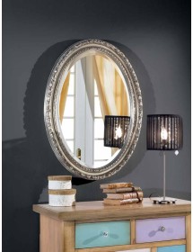 Specchiera in foglia argento ovale- Misure: 62 x 82 x 5