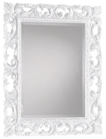 MOBILI 2G - Specchiera Barocca Intagliata bianco lucida  L.74 P.3 H.94 vista frontale