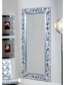 MOBILI 2G - Specchiera Barocca Intagliata In Foglia argento L.107xP.5 H.207 argento vista verticale