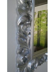 MOBILI 2G - Specchiera Barocca Intagliata In Foglia argento L.107xP.5 H.207 argento vista dettaglio
