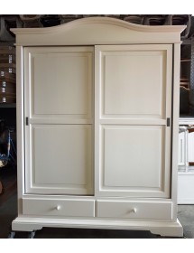 MOBILI 2G - ARMADIO 2 PORTE SCORREVOLI CLASSICO LEGNO BIANCO 180x67x225H vista ante chiuse