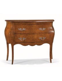 MOBILI 2G - Cassettiera bombata classica 2 cassetti legno tinta noce 105x42x85 vista cassettiera