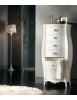 MOBILI 2G - CASSETTIERA BOMBATA LEGNO BIANCO 4 CASSETTI E RIBALTA 73x37x141 vista laterale