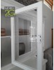 MOBILI 2G - CRISTALLIERA 3 PORTE BIANCA LEGNO SHABBY CHIC L.150X43X228 VISTA APERTURA ANTE