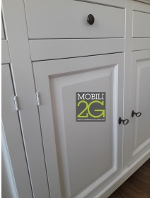 MOBILI 2G - CRISTALLIERA 3 PORTE BIANCA LEGNO SHABBY CHIC L.150X43X228 VISTA PORTE