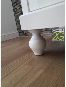 MOBILI 2G - CRISTALLIERA 3 PORTE BIANCA LEGNO SHABBY CHIC L.150X43X228 VISTA GAMBA