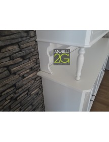 MOBILI 2G - CRISTALLIERA 3 PORTE BIANCA LEGNO SHABBY CHIC L.150X43X228 ISTA LATERALE