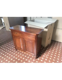 MOBILI 2G - Credenza napoletana 2 porte 2 cassetti In Legno Tinta noce 104 X 43 X 98 vista frontale